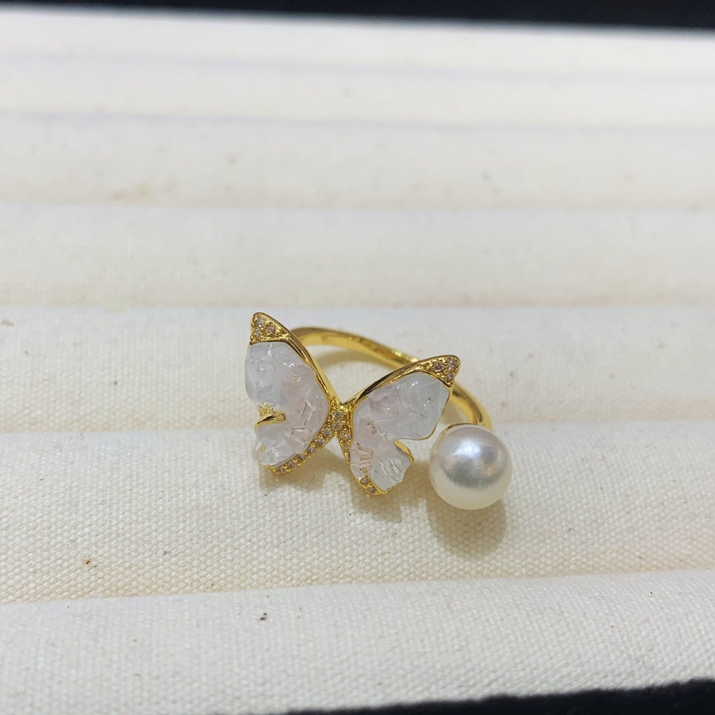 Fashion Freshwater Pearl Ring Colorful Painting Oil Flowers