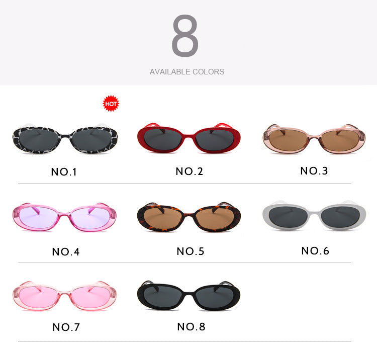 Fashion Oval Frame Cow Color Trend  Small Frame Glasses Ins New Sunglasses