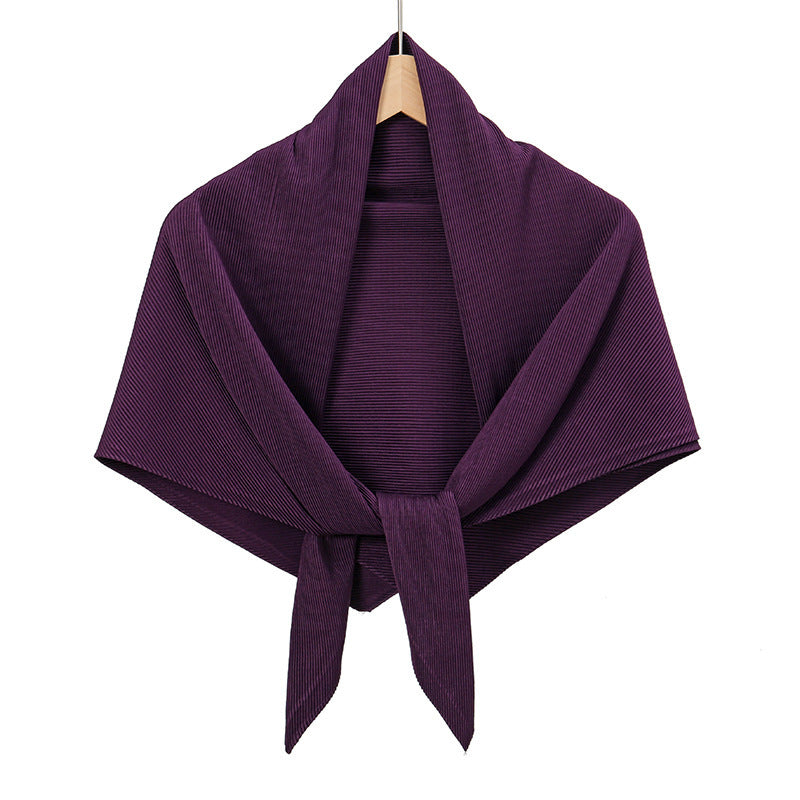 Solid Color Satin Crumpled Large Kerchief Fashion Scarf