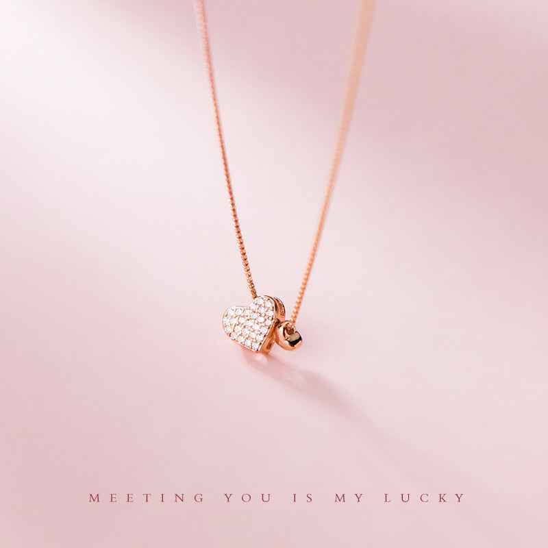 Double Love Necklace For Women Light Luxury Minority Simple Design