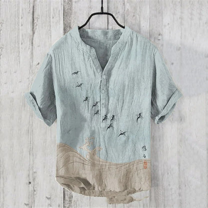 Summer Men's Shirts National Trendy Style Three Breasted
