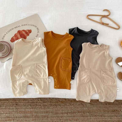 Summer Baby Jumpsuit Nordic Style Male And Female Baby Solid Color Sleeveless Vest - MIQ Store