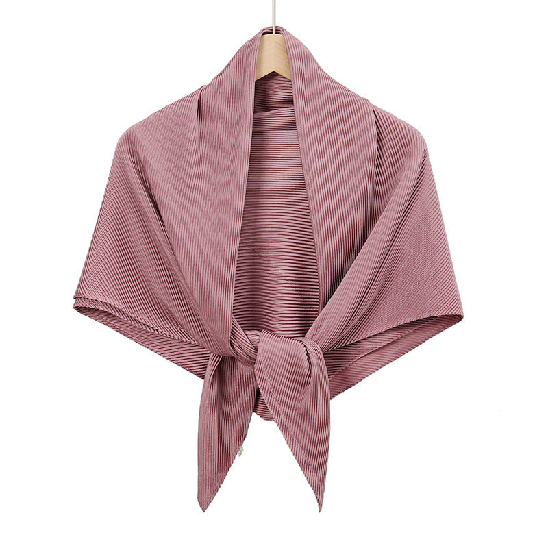 Solid Color Satin Crumpled Large Kerchief Fashion Scarf