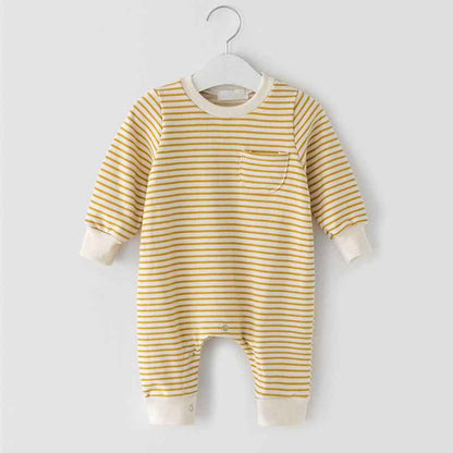 Male And Female Baby Striped Long-sleeved Jumpsuit - MIQ Store