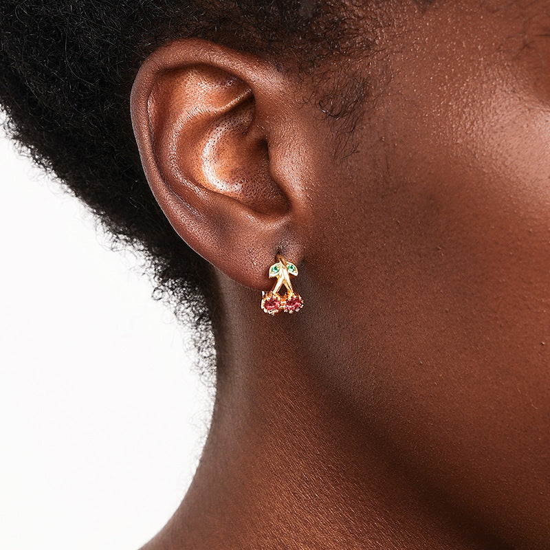 Summer Bowknot Small Cherry Versatile Daily Commute Female Earrings