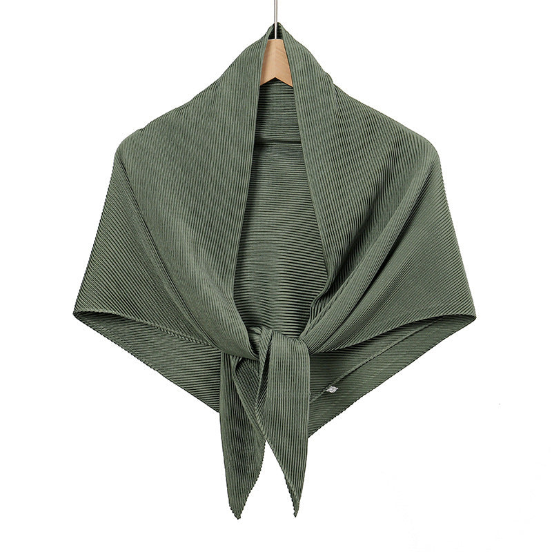 Solid Color Satin Crumpled Large Kerchief Fashion Scarf