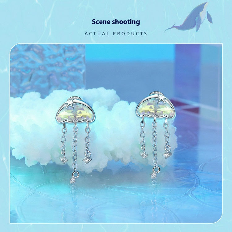Original Colorful Jellyfish Tassel Stud Earrings
