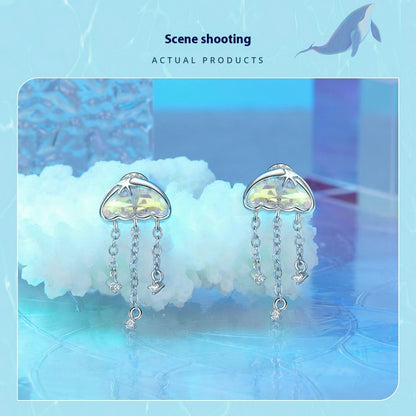 Original Colorful Jellyfish Tassel Stud Earrings