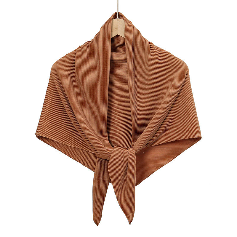 Solid Color Satin Crumpled Large Kerchief Fashion Scarf