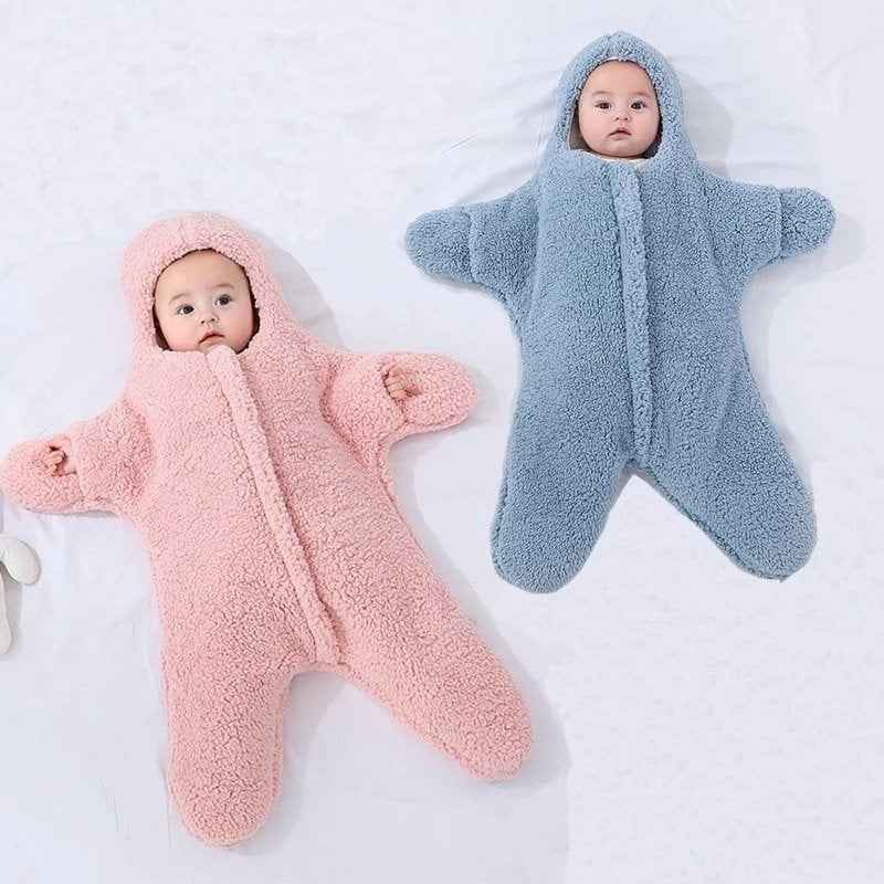 Baby Starfish Lamb Velvet Sleeping Bag Comfortable Newborn Baby Male And Female Baby Outing Winter Quilt Plus Cotton Thickening - MIQ Store