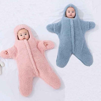 Baby Starfish Lamb Velvet Sleeping Bag Comfortable Newborn Baby Male And Female Baby Outing Winter Quilt Plus Cotton Thickening - MIQ Store