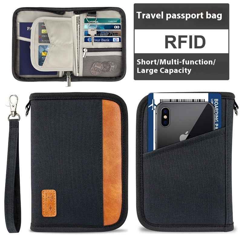 Short Passport Holder Certificate Multi-functional Anti-theft Swiping